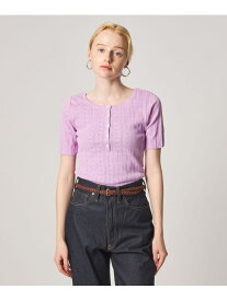 ＜Steven Alan＞アイレット リブ ヘンリーネック プルオーバー Steven Alan ビューティー＆ユース　ユナイテッドアローズ トップス ニット ピンク グレー【送料無料】[Rakuten Fashion]