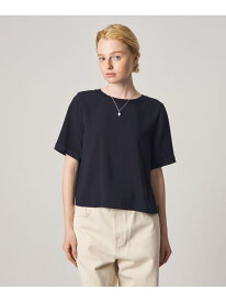 ＜Steven Alan＞バックサテン ジョーゼット ショートスリーブ ブラウス Steven Alan ビューティー＆ユース　ユナイテッドアローズ トップス シャツ・ブラウス ネイビー グレー【送料無料】[Rakuten Fashion]