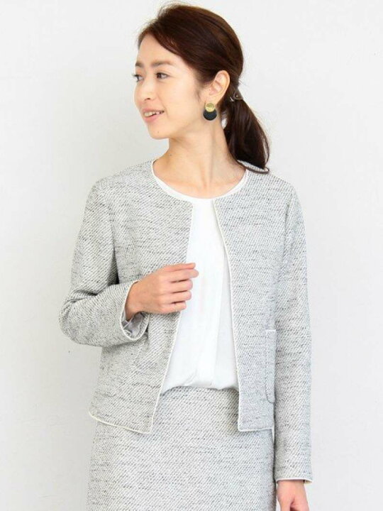 楽天市場】【SALE／30%OFF】BY∴ ミックスツイードノーカラー9分袖 