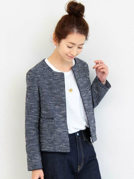 楽天市場】【SALE／30%OFF】BY∴ ミックスツイードノーカラー9分袖 
