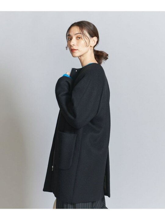 楽天市場】【SALE／30%OFF】ウールブレンド ノーカラーミドルコート 