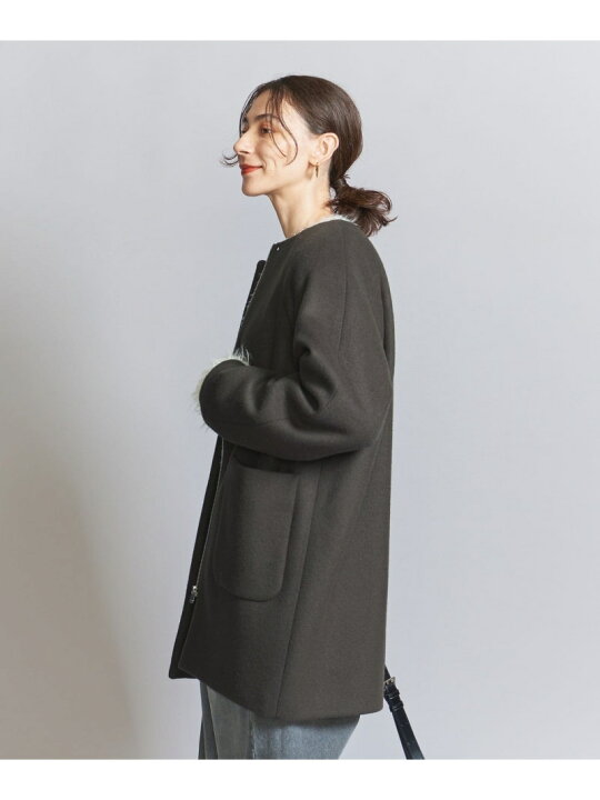 楽天市場】【SALE／30%OFF】ウールブレンド ノーカラーミドルコート 