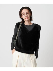 シャギーVネック ニットベスト BEAUTY&YOUTH UNITED ARROWS ビューティー＆ユース　ユナイテッドアローズ トップス ベスト・ジレ ブラック ホワイト【送料無料】[Rakuten Fashion]
