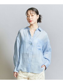 麻 レギュラーカラー シャツ BEAUTY&YOUTH UNITED ARROWS ビューティー＆ユース　ユナイテッドアローズ トップス シャツ・ブラウス ブルー ホワイト ブラウン【送料無料】[Rakuten Fashion]