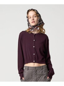 ＜6(ROKU)＞ウール クロップド カーディガン 6(ROKU) ビューティー＆ユース　ユナイテッドアローズ トップス カーディガン ワインレッド グレー【送料無料】[Rakuten Fashion]