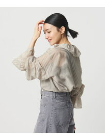 【SALE／30%OFF】ストライプ ラッフル スキッパーブラウス ウォッシャブル BEAUTY&YOUTH UNITED ARROWS ビューティー＆ユース　ユナイテッドアローズ トップス シャツ・ブラウス ブルー ベージュ【RBA_E】【送料無料】[Rakuten Fashion]