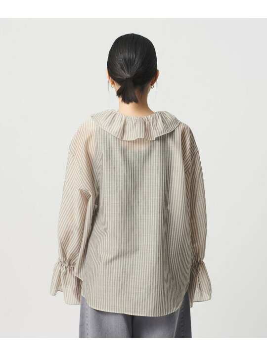 楽天市場】【SALE／40%OFF】ストライプ ラッフル スキッパーブラウス 
