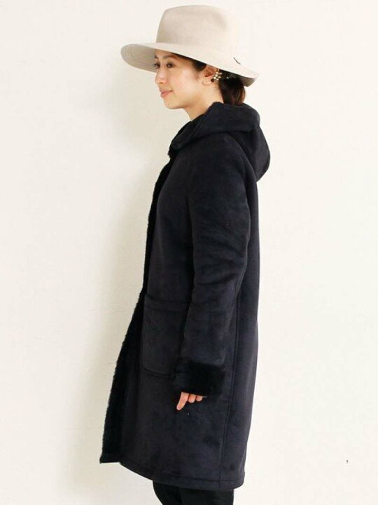 楽天市場】【SALE／40%OFF】BY〓 フェイクムートンフードロングコート 