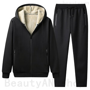 福袋 2025 ジャージ 上下セット メンズ 裏起毛 冬 防寒着 アウター ロングパンツ フード付き 大きいサイズ ゆったり あったか パジャマ ルームウェア 部屋着 ジップアップ 送料無料