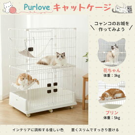 猫 ケージ 2段 ハンモック付 キャットケージ 猫 キャスター付 猫ゲージ おしゃれ キャットハウス ネコ ハウス 多段 留守番 保護 脱走防止 多頭飼い 多頭 スチール ペットケージ