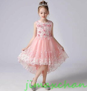 新生活 サマー /110-160cm 子供服 女の子ワンピース ドレス カラードレス フラワーガール 丸首 花編 演出 お嫁さん/ピアノ 発表会?結婚式?七五三