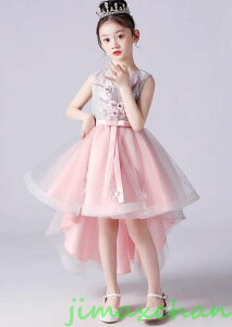 新生活 サマー /110-160cm 子供服 女の子ワンピース ドレス カラードレス フラワーガール 丸首 花編 演出 お嫁さん/ピアノ 発表会?結婚式?七五三