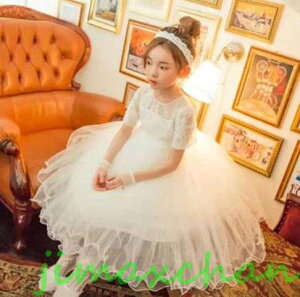 新生活 サマー /100-170cm 子供服 女の子ワンピース ドレス カラードレス フラワーガール 丸首 花編 演出 お嫁さん/ピアノ 発表会?結婚式?七五三 ホワイト