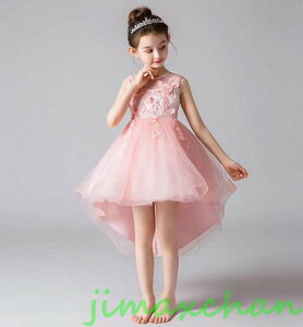 新生活 サマー 2color 110-160cm 子供服 女の子ワンピース ドレス カラードレス フラワーガール 丸首 花編 演出 お嫁さん/ピアノ 発表会?結婚式?七五三 ピアノ