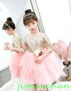 新生活 サマー 2color 110-160cm 子供服 女の子ワンピース ドレス カラードレス フラワーガール 丸首 花編 演出 お嫁さん/ピアノ 発表会?結婚式?七五三 ピアノ