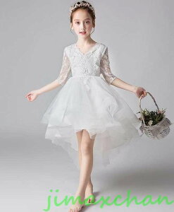 新生活 サマー 110-160 子供服 女の子ワンピース ドレス カラードレス フラワーガール 丸首 花編 演出 お嫁さん/ピアノ 発表会?結婚式?七五三 ピアノ