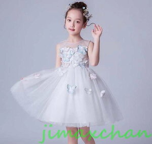 新生活 サマー 110-160 子供服 女の子ワンピース ドレス カラードレス フラワーガール 丸首 花編 演出 お嫁さん/ピアノ 発表会?結婚式?七五三 ピアノ