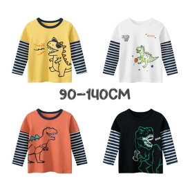 新生活 気楽 男の子 トップス 秋 フェイクレイヤード ストライプ 白黒 ストライプトップス 長袖 90 100 110 120 130 140 ロンT キッズ 子供服 子ども服 子供 ティーシャツ 運動 レジャー 綿 100