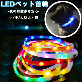 犬 首輪 光る 光る首輪 カラー ペット 猫 LED ライト リード 光 点灯 点滅 蛍光 小型犬 中型犬 大型犬 USB充電式 夜 散歩 安全 事故防止 安全グッズ ペット用品 ドッググッズ 犬用品 便利 簡単 サイズ調整可能