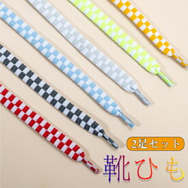 靴紐 平型 靴ひも 平紐 シューレース カラフル 多色 雰囲気変わり かえひも かわいい 替え紐 おしゃれ 2足セット