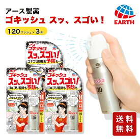 アース製薬 ゴキッシュ スッ、スゴい! 120プッシュ スプレータイプ3個 殺虫剤 防虫剤 掃除 洗剤 清掃 ゴキブリ退治 ゴキブリがいなくなるスプレー ゴキブリ駆除剤 ごきぶり アース ごキッシュ