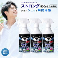 ひんやりシャツシャワー ストロング 無香料 3個セット 500ml 3本 衣類用 冷却スプレー 瞬間冷却 クールス…