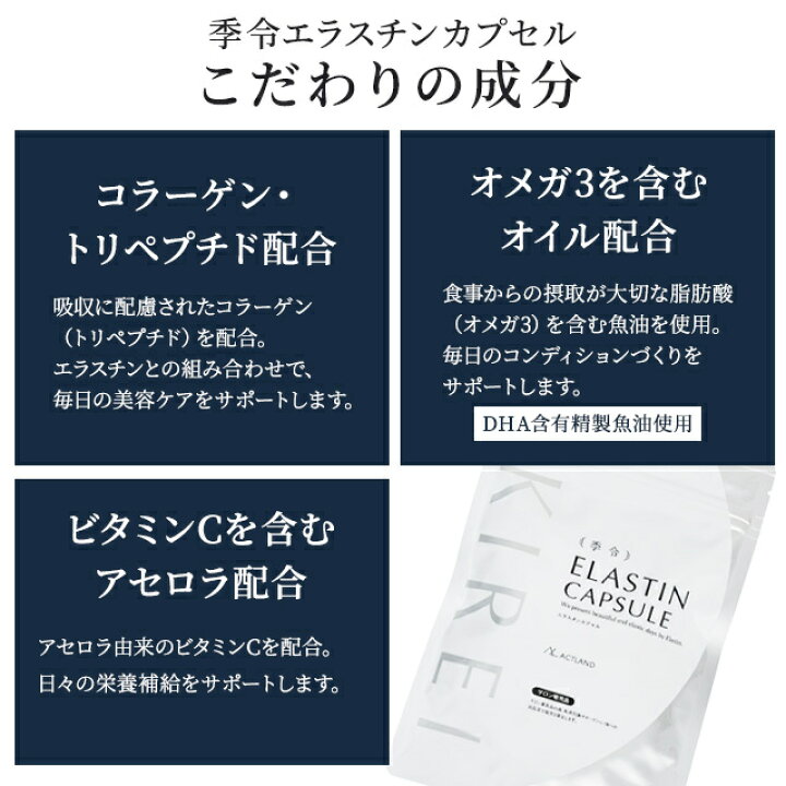 楽天市場】季令 KIREI エラスチンカプセル 100粒 選べる1〜3袋 