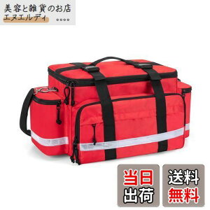 Damero メディカルバッグ 救急バッグ 大容量 取り外し可能な仕切りとトップバックル付き 名入れ ショルダー (赤)