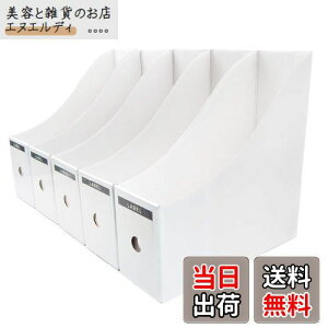 OFFIDIX ファイルボックス A4 書類 収納ボックス ファイルスタンド 折りたたみ 5個セット 白