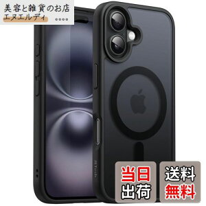 JETech iPhone 16 6.1C`p }Olbg P[X MagSafeɑΉ ̃}bgw ^ ϏՌ Jo[ (ubN)
