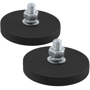 MAGXCENE 2個入り 超強力 マグネット 丸型 台座 ネオジム磁石 ラバーコーティング 強力磁石 M6ネジ付き スタッド付き ネオジム磁石ベース ツール、LED作業灯、カメラ、車用ベ の磁気マウント 直