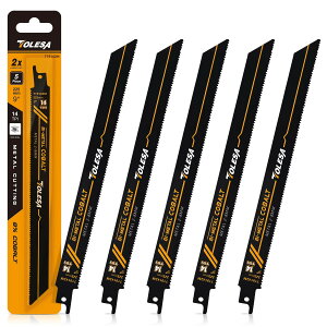 TOLESA レシプロソー替刃 14山 225mm バイメタル コバルト 金属用 セーバーソー替刃 5枚入れ レシプロソーアクセサリ