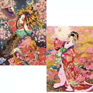 2枚セット 5Dダイヤモンドアート キット ダイアモンドビーズ絵画キット DIY・手作り絵画手芸キット 5D モザイクアート ハンドメイド かわいい 芸術品 装飾 ダイヤモンド塗装 全面貼り付けタ