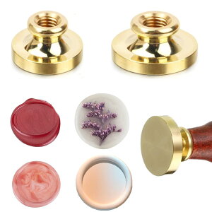 シーリングスタンプ ヘッド 2個セット 丸形 20mm 25mm ワックスシール シーリングスタンプ 真鍮ヘッド 無地 蝋封 印鑑 入れ換え可能のスタンプ 招待状 手紙 切手 封筒 印鑑 DIY用 (平面)