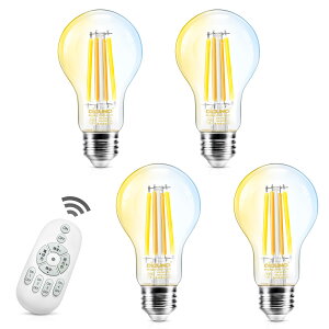 DiCUNO LED電球 E26口金 60W形相当 フィラメント電球 6W 800lm 調光 調色 リモコン付き 電球色 昼白色 昼光色 常夜灯 全方向タイプ 遠隔操作 エジソン クリアタイプ 省エネ PSE認証済み A60 4個入(電