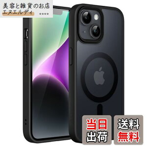 JETech iPhone 14 6.1C`p }Olbg P[X MagSafeɑΉ ̃}bgw ^ ϏՌ Jo[ (ubN)