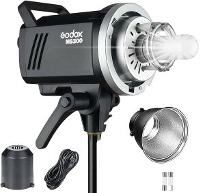 【送料無料】GODOX MS300 スタジオフラッシュ 300W、2.4G ワイヤレス、150W シェイプライト出力、アンチプリフラッシュ、Bowens インストール、5600+200K CCT、0.1 〜 1.8 秒の回復時間