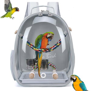 【送料無料】Hopeholic 鳥用 キャリーバッグ 鳥用 インコ キャリー リュック 鳥用 移動用ケージ 文鳥 セキセイインコ オカメインコ キャリーケース とまりロープつき 餌入れ 通気 透明 広い空