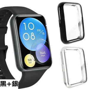 �y���������zAnkersaila�y2������z�Ή� Huawei Watch Fit 2 �P�[�X �J�o�[ TPU �S�ʕی� �J�o�[ �y�� �ϏՌ��� �C�菝�h�~ �����ߗ� �E���ȒP (�N���A+�_�[�N�u���b�N)