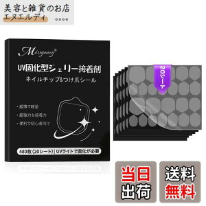 【送料無料】Missgooey ネイルチップ 接着剤 ネイルチップ シール 付け爪 両面テープ つけづめ 爪用接着剤 UV/LEDライト必要 0.4mm 極薄 防水性 色:20シート/480枚入、サイズ:厚さ0.4mm