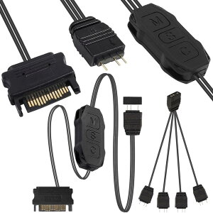 【送料無料】Xiatiaosann 5V 3ピン ARGB コントローラ、SATA 電源ライトストライプリモートコントローラ、ARGB 1 メス - 4 オススプリッタケーブル付き、5V ARGB なしのマザーボード用、ARGB ライトスト