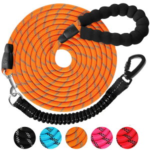 【送料無料】DANOFY 犬 リード ロングリード 犬用リード 9m - 長い丸ロープ 小型犬 中型犬 大型犬 反射 軽量 丈夫 持ちやすい スポンジハンドル 伸縮リード付き 犬用散歩ひも 訓練用リード 負担