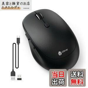 �y���������ziClever ���C�����X�}�E�X �f���A�����[�h �����}�E�X Bluetooth type-C�[�d�� �}�E�X 2.4GHz �É� 7���{�^�� 800/1200/1600/2400 DPI 3��f�o�C�X�����ڑ��\Windows XP/Vista/7/8/10�AMac�AiPad OS�AiOS