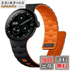 �y���������z[Bandletic] 2026 �V�^ Google Pixel Watch �o���h - Pixel Watch 1�E2�E3�E4 (41mm�E45mm) �Ή� N54���΃o���h �}�O�l�b�g���V���R�� �j�����p �X�|�[�c�p �y�� �F�F�u���b�N/�I�����W�A�T�C�Y�Fpixe