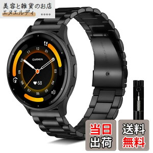 �y���������z[KeeFos] 22mm �o���h Garmin Venu 4 45mm/Venu 3 45mm/2/Forerunner 570 47mm/265/255/Vivoactive 4/Active�Ή� �����x���g���� �X�e�����X �����ȒP �����������t�� �����o���h �F�F�u���b�N�A�T�C�Y�F22