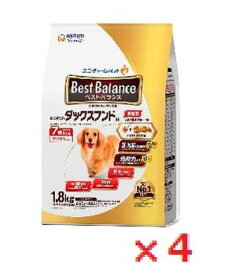 【4個セット】ベストバランス カリカリ仕立て ミニチュア・ダックスフンド用 7歳以上用 1.8kg　【unicharm Best Balance ユニ・チャーム　ユニチャーム　ドッグフード　ユニチャームペット　日本製ペットフードLOTZ】