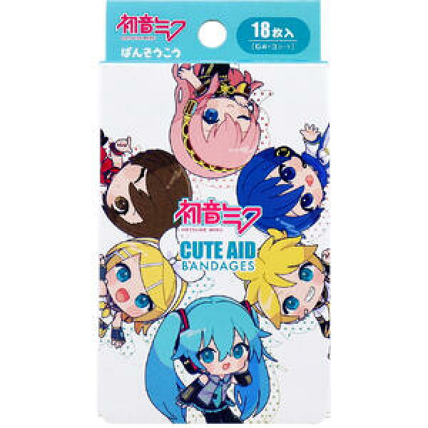 【メール便は１０点まで可能】初音ミク CUTE AID ばんそうこう 18枚入　 【絆創膏　ばんそうこう　傷口保護　怪我　すり傷　切り傷　さし傷　かき傷　靴ずれ】