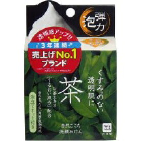 自然ごこち　茶　洗顔せっけん　泡立てネット付き　80g　【洗顔　石鹸　泡　顔　肌　お茶エキス　透明】