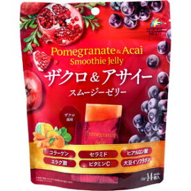 ザクロ＆アサイー スムージーゼリー 10g×14個入 【ユニマットリケン　機能性ゼリー　コラーゲン　セラミド　ヒアルロン酸　エラグ酸　大豆イソフラボン　健康食品　サプリメント　ヘルスケア】