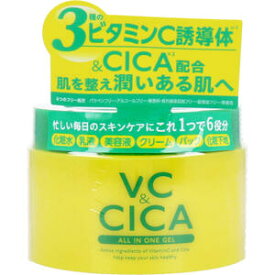 VC＆CICA オールインワンゲル 220g　【ハッピーバース　オールインワンジェル　ツボクサエキス　ビタミンC　化粧水　美容液　乳液　クリーム　パック　化粧下地　日本製コスメ　スキンケア】